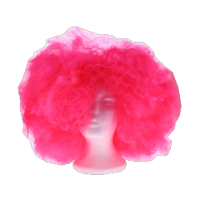 Hot pink wooly hair wig for costume and theatrical use.