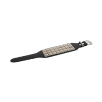 Black leather bracelet with three rows of silver studs