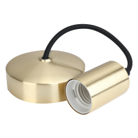 6 inch E27 Contemporary Satin Brass Pendant Light with Black Cord