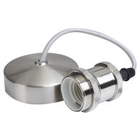 6 inch E27 Vintage Decorative Satin Chrome Light, Silver Cord