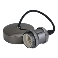 6 inch E27 Vintage Decorative Black Nickel Pendant, Black Cord