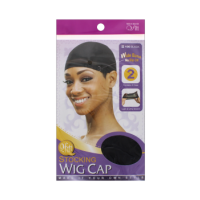 Black stocking wig cap with wide band, 2 pack