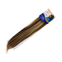 Synthetic hair extensions in brown and blonde colourway