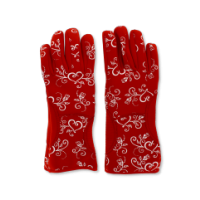 Elegant Red Vine Scroll Oven Gloves Large