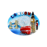 London Attractions Oval Fridge Magnet