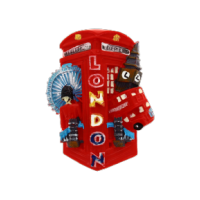 London Red Telephone Box & Attractions Fridge Magnet