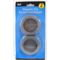Two magnetic metal tins with secure closures for storage