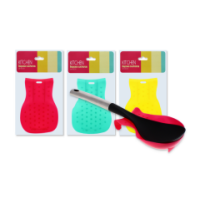 Assorted silicone spoon rest for clean kitchen surfaces