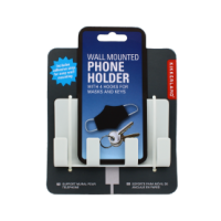 Wall mounted phone holder with four hooks for storage
