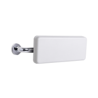 Polished stainless steel padded back rest in chrome and white