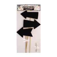 Four chalkboard arrow sticks with chalk for event props
