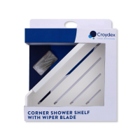 Croydex Corner Shower Shelf and Wiper Blade in white
