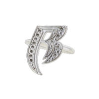 Silver Two Finger Ring with Letter B