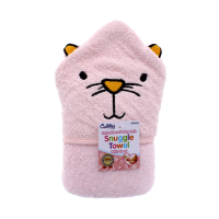 Embroidered Pink Cotton Hooded Baby Snuggle Towel by Rysons