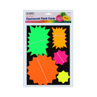 Fluorescent flash cards 50 pack assorted colours and sizes