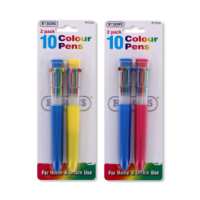 Rysons Ballpoint Pen 10 Colours Pack of 2