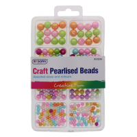 Assorted pearlised craft beads in various colours and sizes