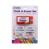 Rysons Coloured & White Chalk Set with Eraser