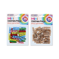 Rysons Mini Clothes Pegs Mix Colour & Natural 35 Pieces