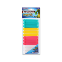 Assorted colour food bag clips in a 12-pack