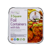 Rysons Square Aluminium Foil Containers with Lids, 3-Pack