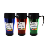 Rysons 400ml plastic travel mug for hot and cold drinks.