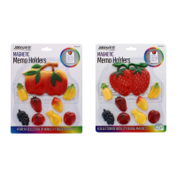 Pack of 9 fruit-shaped magnets with memo pads