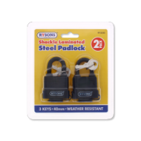 Shackle Laminated Steel Padlock 2 Pack 40mm by Rysons