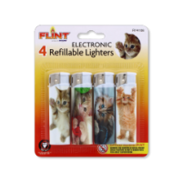Rysons Flint Electronic Refillable Cat Design Lighters 4 Pack