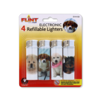 Rysons Electronic Refillable Lighters Dog Design 4 Pack