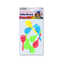 Multi-coloured Novelty Smiley Maracas 8 Pack by Rysons