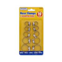 10 piece hose clamp assortment set in 5 different sizes