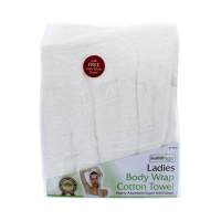 Ladies Body & Hair Wrap Cotton Towel White by Rysons
