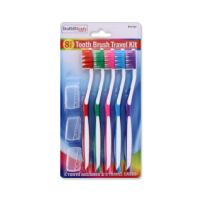 Travel toothbrush set with case 5-pack