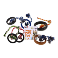 Doggy Play Toy Tyre on Rope Assorted by Rysons