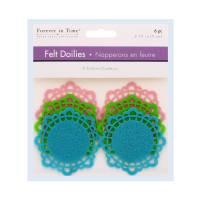Felt doilies in three colours, 6 pieces