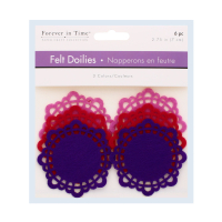 Six felt doilies in assorted glamorous colours