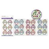 3D Gem Cupcake Stickers 6pc for crafts