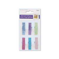 1.8 inch Wood Deco Gemmed Clothespins X6 Pastel