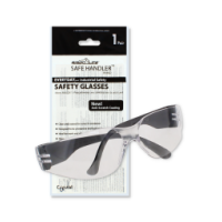 Black polycarbonate safety glasses with anti-scratch lens