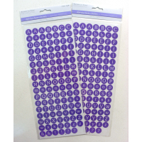 Purple alphabet button stickers sheet for crafts