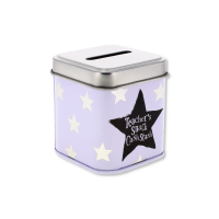 Teacher's Money Tin with Purple Stars Design