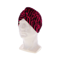 Ladies soft hair turban in pink and black stripes