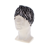 Ladies black and white striped soft hair turban