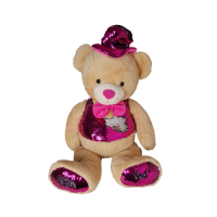 Large purple shimmer plush bear, 85cm in height