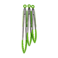 Green silicon tongs pack of three