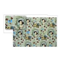 Gift Wrap Paper Santoro London Green W/ Wondering Girl In Frame