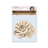 Four laser cut wooden flower embellishments