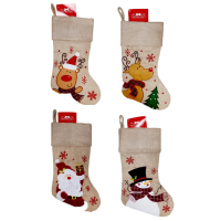 CHRISTMAS CRAFT STOCKING JUTE 4 DESIGNS