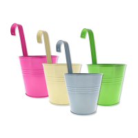 Colorful Metal Hanging Balcony Plant Pots